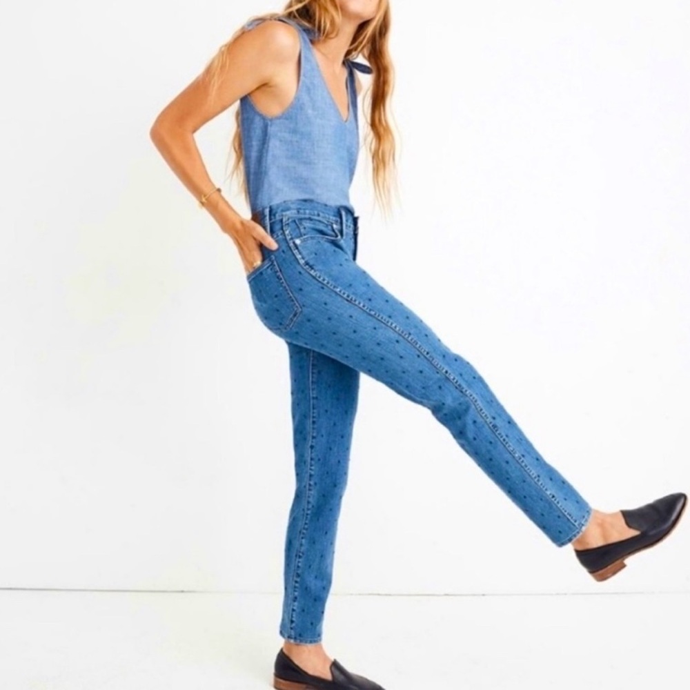 Madewell Slim Straight Navy Dot Edition Jeans‎ Size 26 - Picture 2 of 12